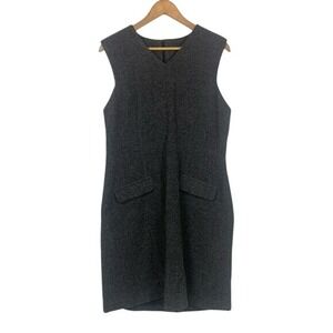 Vtg Eddie Bauer Gray Wool Herringbone Dress Mini Sleeveless 2000s Sz M 8/10 READ